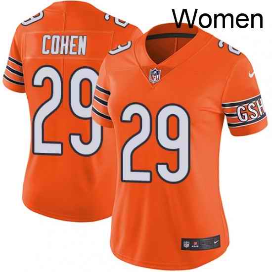 Womens Nike Chicago Bears 29 Tarik Cohen Limited Orange Rush Vapor Untouchable NFL Jersey